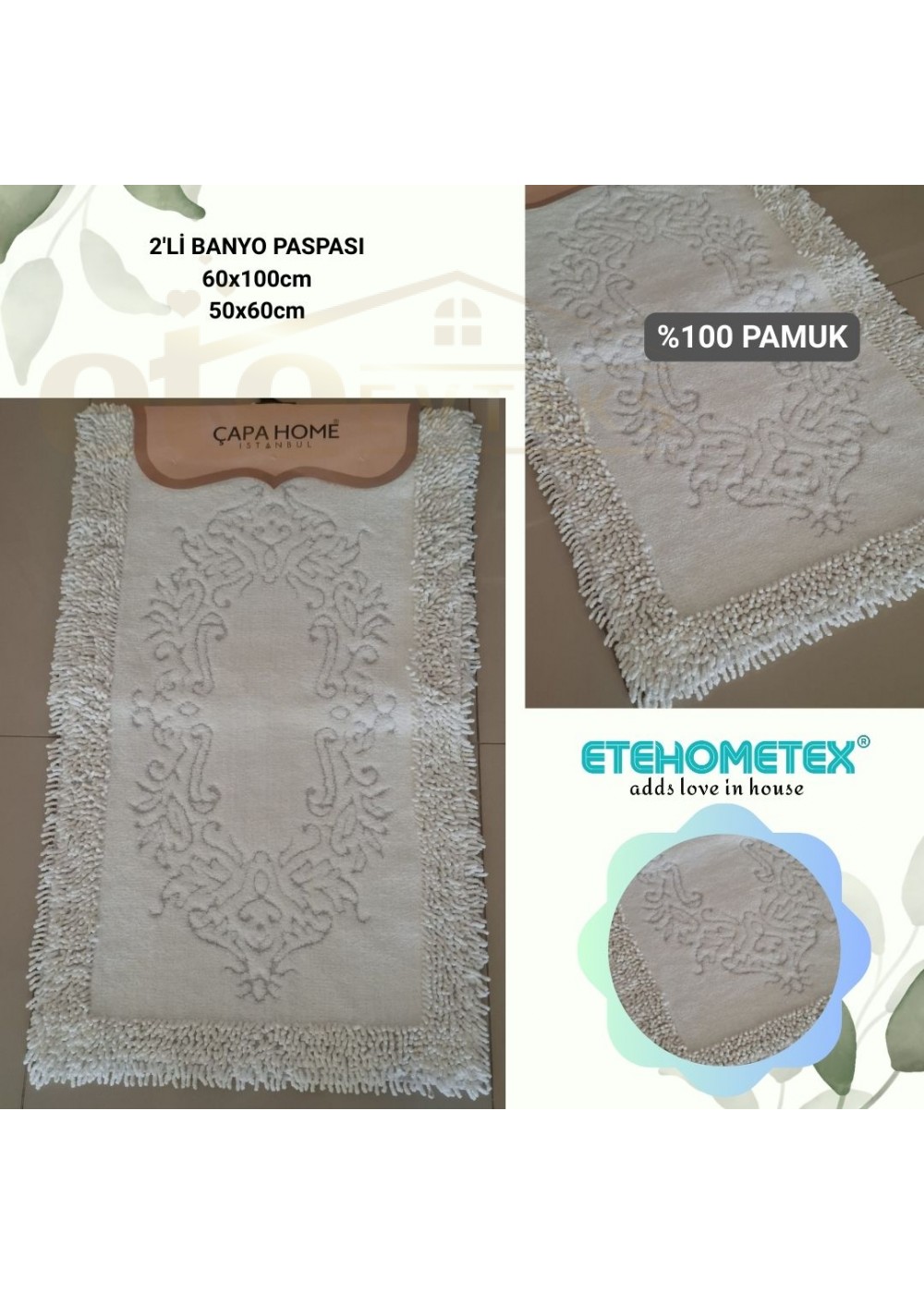 ÇAPA HOME PAMUK 2'Lİ BANYO PASPASI KREM 8696474231914 ÇAPA HOME PAMUK 2'Lİ BANYO PASPASI KREM 8696474231914